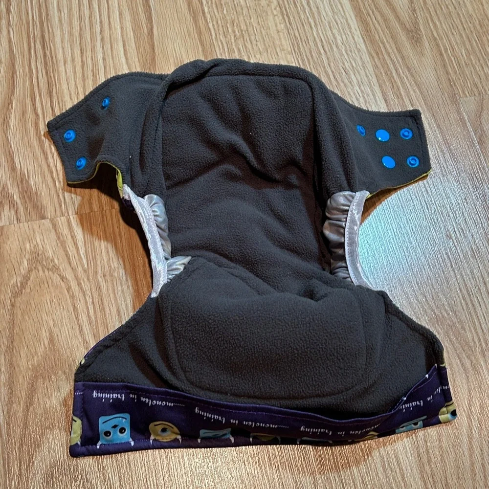 Monsters Inc Inspired Reusable Pocket Cloth Diaper Mike & Sulley Purple Snap Fit